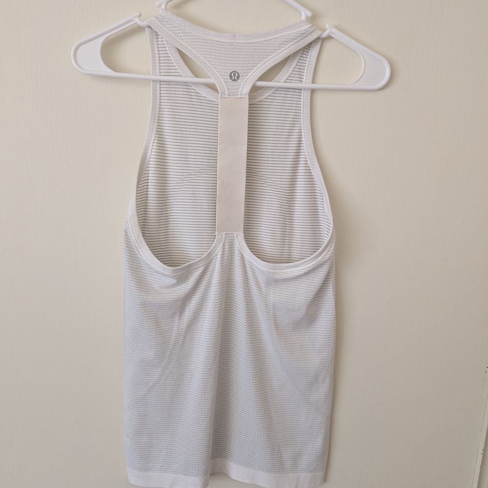 lululemon athletica Womens 4 Swiftly Tech T-Back Tank Top White Activewear - Picture 4 of 6
